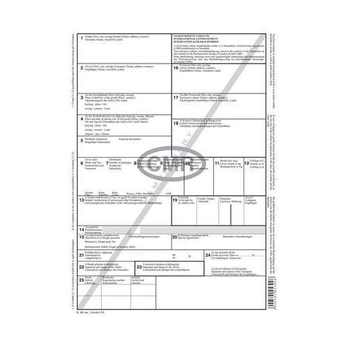 Victoria CMR International Consignment Note, 6 copies, A4, blank form