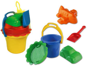 Set de 5 jucării colorate din nisip Dorex pentru copii, inclusiv găleată, lopată, sită și 2 forme de prăjituri - Jucari pe nisip