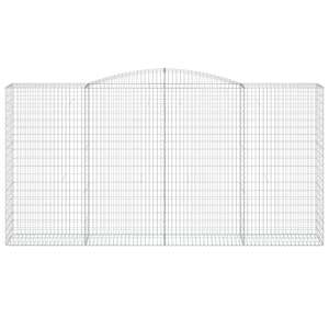 vidaXL 15 db íves horganyzott vas gabion kosár, 400x50x200/220 cm, kerti fal, dekoratív, hangszigetelő, kertépítés - Kerítéselem