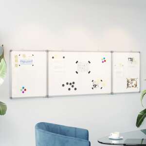 vidaXL 200x60 cm mágnestábla, összecsukható, 3 panel, fehér, irodába, otthonra, iskolába, prezentációhoz, jegyzetekhez, emlékeztető táblához, mágneses táblához, mágneses tábla - Prezentációs eszköz