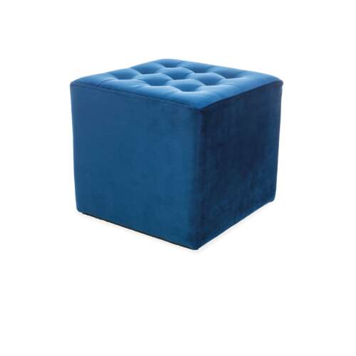 LORI - Bársony Lábtartó - Kocka - Sötétkék
