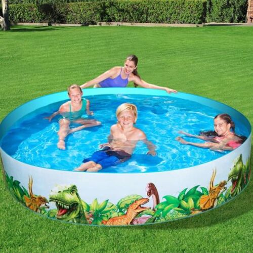 Bestway Dinosaur Pool 244x46cm filled with water and kids playing