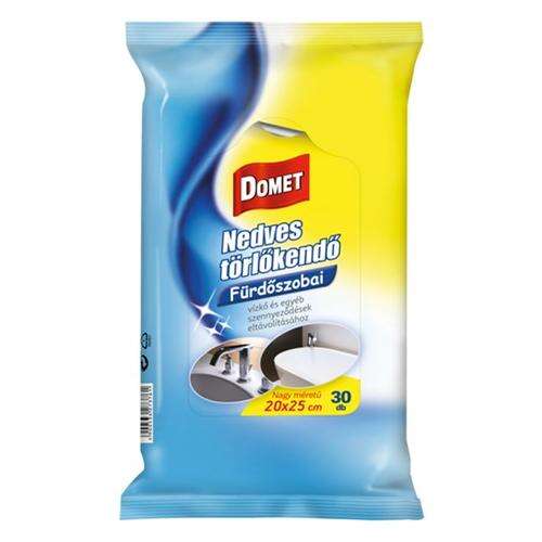 Domet nedves törlőkendő fürdőszobai tisztításhoz, 30 db nagy méretű törlőkendő, 20x25cm