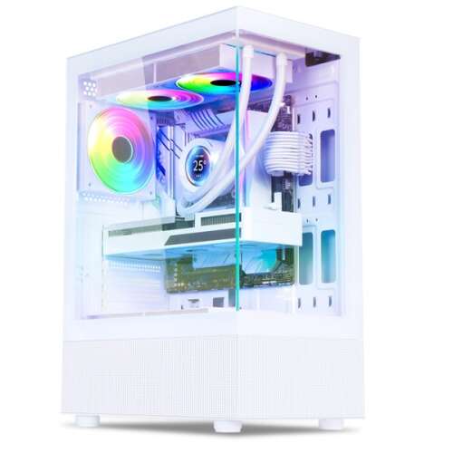 Spirit of Gamer SPECTRA Arctic počítačová skrinka v bielej farbe s bočným panelom z tvrdeného skla, 3x12cm ventilátory, spodný zdroj, ATX, 1xUSB3.0, 2xUSB2.0