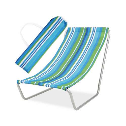 Leżak Maverick składany, w paski zielono-niebieskie, z torbą