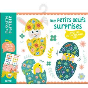 Zestaw Auzou Wielkanocne Jajko Niespodzianka Pop-Up do samodzielnego wykonania z naklejkami, 5 jajek do dekoracji i złożenia - Książka dla dzieci i młodzieży