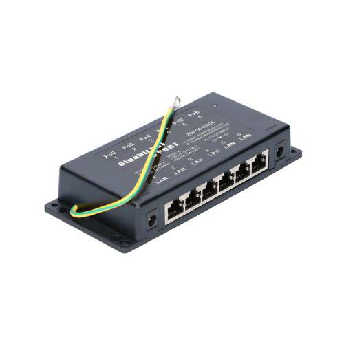 ExtraLink EX.2039 Gigabit PoE injektor, fekete, 5 port, ferde nézet