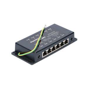 ExtraLink EX.2039 Gigabit PoE-Injektor, schwarz, 5 Ports, schräge Ansicht - Extralink
