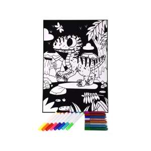 Tookyland Bársonyos Színező - Dinoszaurusz - 16 Filctollal