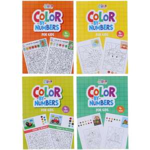 Számok szerinti színezőkönyv gyerekeknek, 4 éves kortól, 16 oldal, 4 különböző minta, véletlenszerű minta - WaliSec
