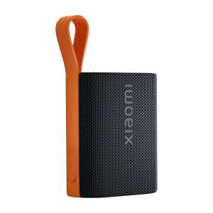 Xiaomi Sound Pocket QBH4269GL Bluetooth speaker, black with orange strap, side view - Bluetooth Speaker