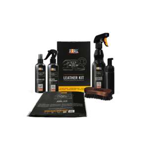 Set ADBL Leather Kit, 6 produse pentru curățarea și îngrijirea pielii, include curățător de piele, balsam pentru piele, perie pentru piele, flacon cu duză de spumare, lavetă din microfibră, parfum auto cu aromă de piele - ADBL Instrument de îngrijire a mașinii