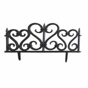 Black plastic garden edging fence, decorative border fence panel, 59.5x32.5cm - Garden Edging