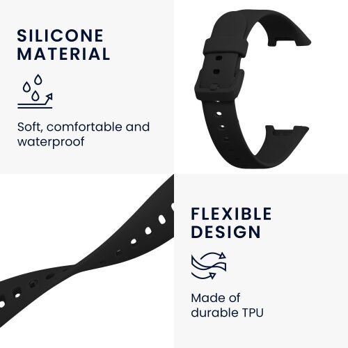Kwmobile fekete szilikon csere szíj Xiaomi Mi Band 7 Pro készülékhez, vízálló és rugalmas kialakítás