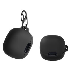 Czarne silikonowe etui Kwmobile do słuchawek Anker Soundcore Liberty 4 NC z karabińczykiem - Zestaw słuchawkowy