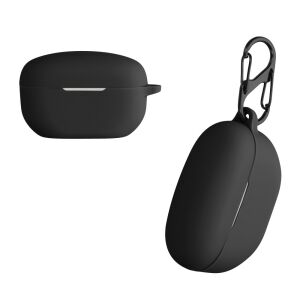 Kwmobile czarne silikonowe etui do Sony WF-1000XM5 z karabińczykiem - Zestaw słuchawkowy