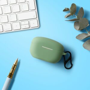 Zielony silikonowy pokrowiec Kwmobile do Sony WF-1000XM5 z karabińczykiem - Zestaw słuchawkowy