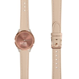 Kwmobile béžový kožený náhradný remienok pre Garmin Vivomove 3S s prackou z ružového zlata - Smart zariadenia
