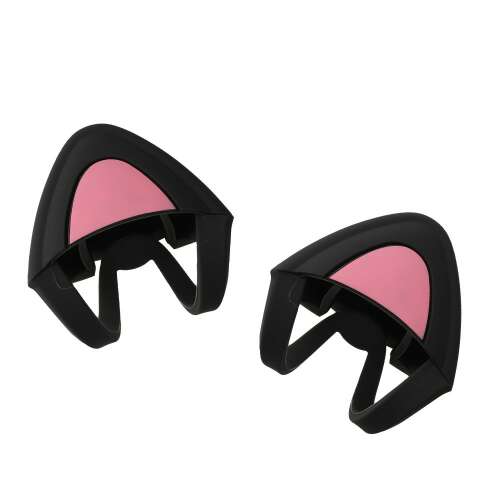 Kwmobile cat ear headphone covers, black and pink silicone, set of 2