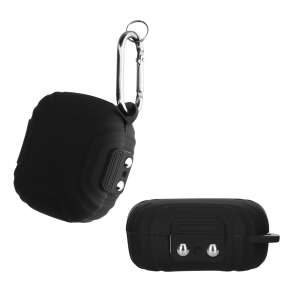 Black silicone case for Shokz OpenFit T910 headphones with carabiner - Kwmobile