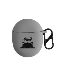 Kwmobile silicone case for Google Pixel Buds Pro with cat design, gray and black - Headset Accessory