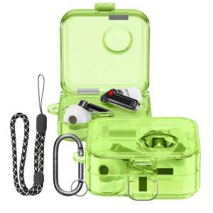 Kwmobile protective case for Nothing Ear (2) earbuds, light green, with carabiner and lanyard - Headset Accessory