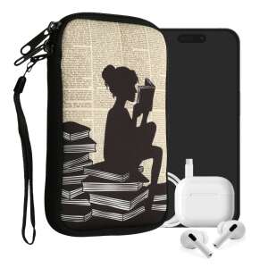 Puzdro na telefón Kwmobile, veľkosť L, 6,5 palca, viacfarebné, neoprén, s dizajnom dievčaťa čítajúceho knihu - Kwmobile Puzdrá na telefóny
