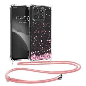Husă Kwmobile cu snur pentru Honor X6a, transparentă cu design floral roz, silicon - Kwmobile Huse telefon