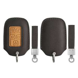 Kwmobile Car Key Case for Land Rover 5 Buttons, Light Grey/Brown, Faux Leather, KWM000024XP001C