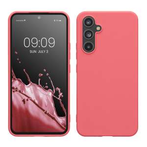 Kwmobile Samsung Galaxy A54 5G phone case, pink silicone case, front and back view - Phone Case