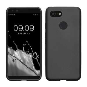 Kwmobile Google Pixel 3 phone case, black silicone case, front and back view - Kwmobile Phone Case