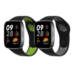 kwmobile 2-pak Czarne i Zielone Silikonowe Paski Zamienne do Xiaomi Redmi Watch 3 Active - Akcesoria do inteligentnych zegarków