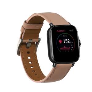 Pasek do zegarka Kwmobile ze skóry dla smartwatchy Amazfit GTS 4 Mini i GTS 2 Mini, jasnoróżowy i brązowy - Pasek do inteligentnego zegarka