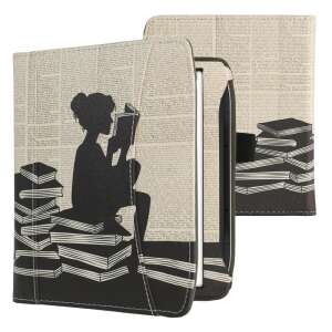 Kwmobile obal pre PocketBook Era, čierna a béžová umelá koža s motívom čítajúcej ženy - Počítače a doplnky