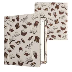 Obal Kwmobile Onyx Boox Leaf 2 s motívom knihy, pohľad spredu a zozadu - Počítače a doplnky