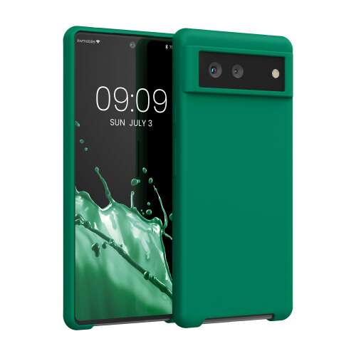 Husa Kwmobile din silicon verde pentru Google Pixel 6, vedere din față și din spate