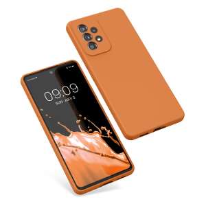 Pohľad z uhla na oranžový silikónový obal Kwmobile pre Samsung Galaxy A53 5G - Kwmobile Puzdrá na telefóny