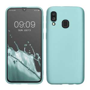 Kwmobile phone case for Samsung Galaxy A40 in light green, silicone, showing the front and back of the case - Phone Case