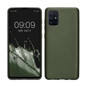 Kwmobile phone case for Samsung Galaxy A71, dark green silicone case, front and back view - Kwmobile Phone Case