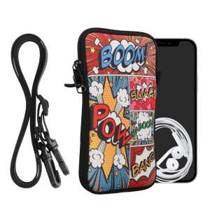 Kwmobile XL size phone pouch with adjustable strap, multicolor comic design, neoprene, for 6.8 inch smartphones - Phone Case