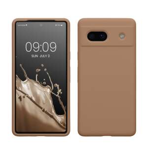 Silikónové puzdro Kwmobile pre Google Pixel 7a v krémovej farbe, pohľad spredu a zozadu - Kwmobile Puzdrá na telefóny