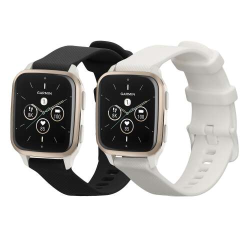 Pasek do zegarka Kwmobile do Garmin Venu Sq 2 Music, czarne i białe paski silikonowe