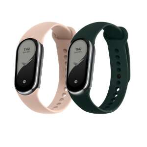Kwmobile комплект от 2 резервни каишки за Xiaomi Mi Band 8, тъмнозелен и розов - Смарт устройство