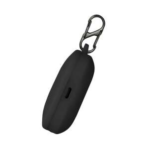 Vizualizare unghiulară a husei negre din silicon kwmobile pentru Xiaomi Redmi Buds 5 cu carabină - Accesorii pentru căști