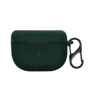 Etui silikonowe Kwmobile do słuchawek Jabra Elite 10/E10 - ciemnozielone z karabińczykiem - Zestaw słuchawkowy