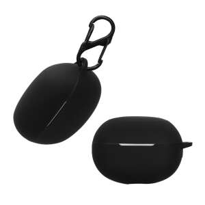 Czarne silikonowe etui Kwmobile do Xiaomi Realme Buds Air 5 Pro z karabińczykiem - Zestaw słuchawkowy