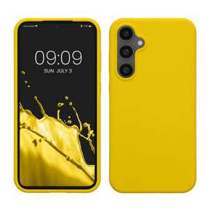 Puzdro na telefón Kwmobile pre Samsung Galaxy S23 FE, silikónové, žlté, pohľad spredu a zozadu - Puzdrá na telefóny