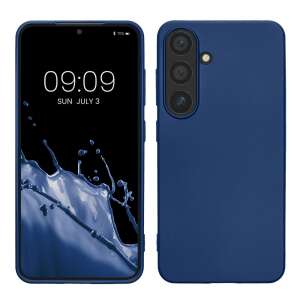 Etui Kwmobile do telefonu Samsung Galaxy S24, niebieskie silikonowe etui, widok z przodu i tyłu - Artykuły techniczne i elektronika