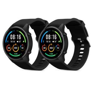 2 pack Kwmobile black silicone watch bands compatible with Xiaomi Mi Watch / Mi Watch Color Sport - Kwmobile Smart watch strap