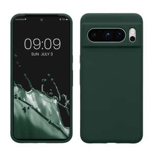 Husa telefon Kwmobile pentru Google Pixel 8 Pro, verde închis din silicon, vedere din față și din spate - Kwmobile